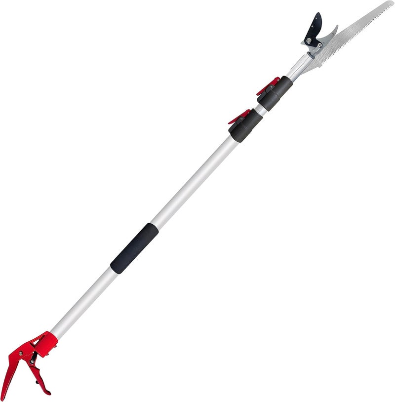 Prunrt Telescopic Tree Trimmer 4.5-10 FT with 3 Section Length Adjustable, Cut and Hold Pruner, Pole Saw Extendable, Long Handle Fruit Picker, Branch Cutter, Clippers, Loppers - Image 1
